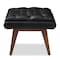 Baxton Studio Annetha Black Upholstered Walnut Finished Wood Ottoman 144-7934 - alternate 3